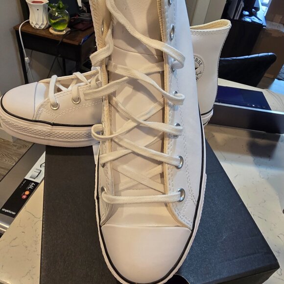 Converse All Star 561676C Platform Hi lift Leather White Mens Size 12 NEW - Picture 2 of 9